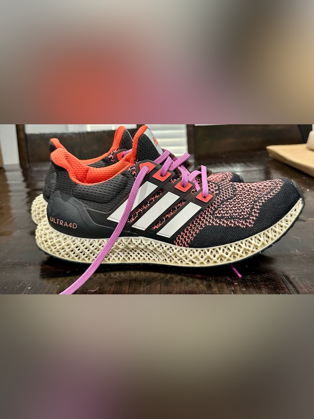 ADIDAS  Ultra 4D Running Shoes Men's US Size 10.5  Black Pulse Lilac